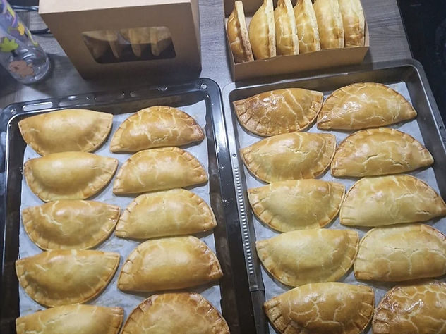 Trays of meat pies in the Marian's Cottage kitchen